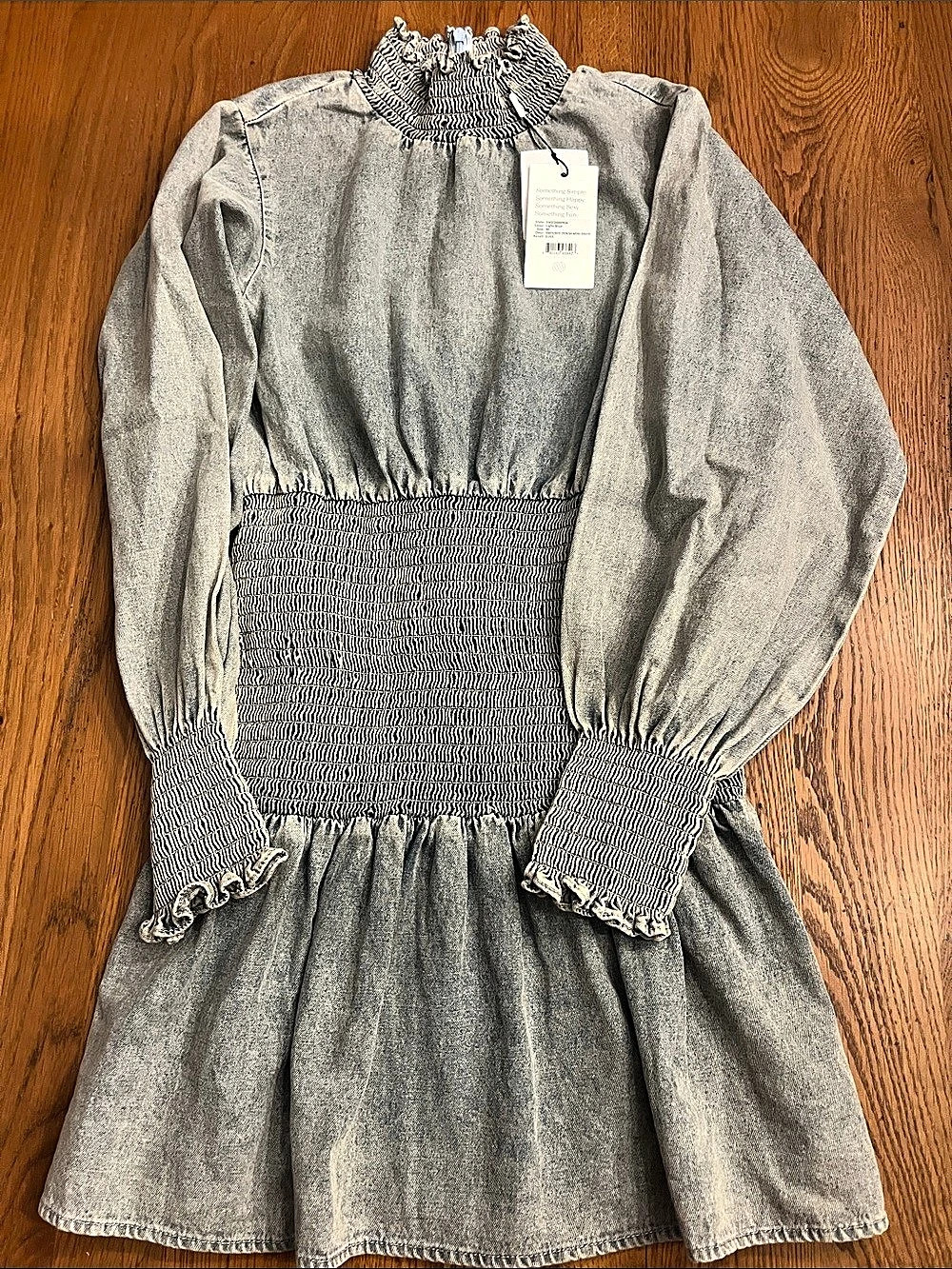 Something Navy Smocked Medium Mini Dress Blue Medium NWT